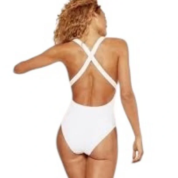 Andie Tulum Rib One-Piece Swimsuit - White Scoop Racerback Size XXXL - Picture 2 of 10